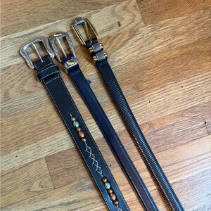 Brighton Black & Navy Leather Belts Brass Lot